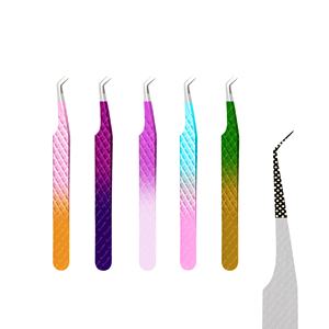 Pointe de fibre vente en gros de haute qualité en acier inoxydable couleur violette pince à épiler d'extension de cils avec miroir et ciseaux - Product Image 2