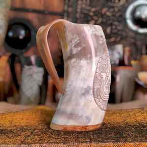 Vintage Style Eco-Friendly Horn Drinking <b>Mug</b> Premium Quality <b>Large</b> Capacity Tankard Beer Stein Historical Reenactment - Product Image 5