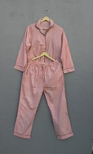 Conjuntos de pijama de Venta caliente cintura elástica estampado a rayas ropa de casa elegante vestido de noche estampado colorido conjuntos de pijama acogedor de moda - Product Image 5