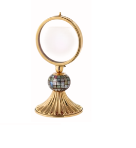 Espejo Circular de Bronce para Mesa con Base de Bola Morada, Estilo Antiguo, Decoración para el Hogar, Accesorio de Lámpara, Chapado en Níquel Negro - Product Image 2