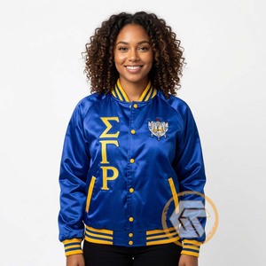 Blouson universitaire personnalisé Sigma Gamma Rho en satin brodé matelassé imperméable respirant de haute qualité pour la sororité, collection automne - Product Image 2