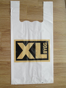 Sac T-shirt en plastique imprimé en couleur avec logo personnalisé, sac en plastique t-shirt, sac à provisions - Product Image 6