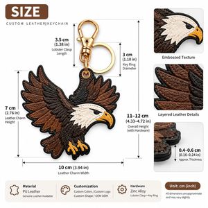 Porte-clés Aigle avec texture en cuir gaufré et fermoir métallique robuste pour homme, pendentif décoratif pour sac - Product Image 3