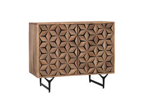 ตู้เก็บของไม้เนื้อแข็งแบบโมดูลาร์ ดีไซน์ยุโรป ทนทาน สำหรับห้องนั่งเล่น ตู้ข้างวางของตกแต่งพร้อมฐานโลหะ - Product Image 2