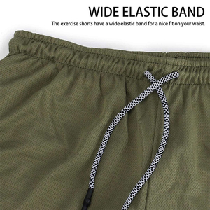 High Quality Athletic Workout Gym Double <b>Layer</b> Short Breathable Quick Dry Short With Elastic Waste And Zipper Pocket - Product Image 6
