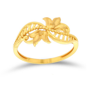 18K Gold Plated Butterfly and Leaf <b>Adjustable</b> <b>Ring</b> for Women Nature Inspired Openwork Finger <b>Ring</b> Elegant Fashion Jewelry - Product Image 1