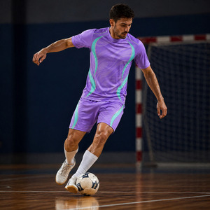 Ensemble de 2 maillots de football personnalisables à manches courtes, séchage rapide, violets, pour futsal, sublimation, entraînement de football - Product Image 4