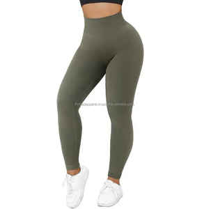 Mallas de entrenamiento deportivo de algodón 100% para mujer, mallas elásticas de cintura media sin costuras para Yoga y gimnasio, diseño a un precio razonable en oferta - Product Image 1