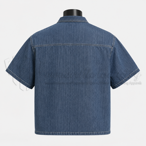 Camisa de Trabajo para Hombre al por Mayor, Camisa Casual de Mezclilla con Múltiples Bolsillos, 100% Algodón Orgánico, Proveedor Ecológico - Product Image 2