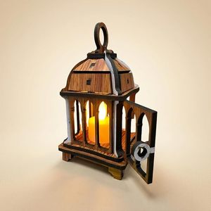 Lanterne carrée de Noël en bois, porte-bougie de forme unique, décoration de table faite à la main, centre de table pour mariage et Halloween - Product Image 1