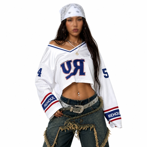 Crop top sans manches style maillot de football américain pour femme, en maille avec lacets, streetwear de basketball, fabricant OEM en gros - Product Image 6