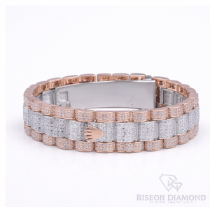 Premium crown link <b>bracelet</b> micro pave diamonds 18K design secure box clasp everyday luxury wear high end fashion jewelry piece - Product Image 2