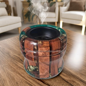 Brûleur bakhoor en résine verte de 3 "avec joints en bois, Brûleur de oud en résine époxy scintillante pour joints en bois, Brûleur d'arôme islamique en résine - Product Image 6