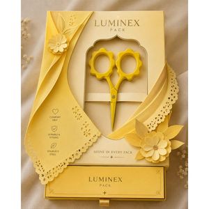 Tijeras de Peluquería Mini Clara de Algodón con Bordado de Girasol Amarillo, Forma de Girasol, con Hojas Afiladas de Acero Inoxidable y Plástico - Product Image 6