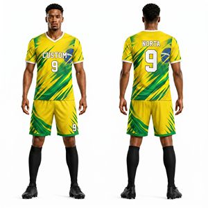 ชุดฟุตบอลสีน้ำเงินกรมท่าลายทางแนวตั้งแบบซับลิเมชั่น เสื้อและกางเกงขาสั้น ระบายอากาศได้ดี ชุดทีมสำหรับการแข่งขันระดับมืออาชีพ - Product Image 6