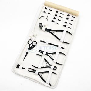 Black Matte Hair Extension Tool Kit Stainless Steel Micro Beads <b>Plier</b> <b>Set</b> Tape Press Opener <b>Pliers</b> for Salon Professionals - Product Image 6