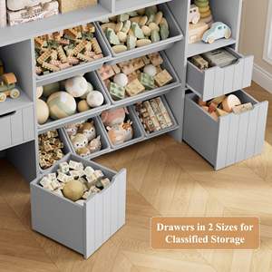 Boîtes <span class=keywords><strong>à</strong></span> tiroirs en bois Armoires de rangement <span class=keywords><strong>Bibliothèque</strong></span> <span class=keywords><strong>à</strong></span> 5 couches Armoires d'organisation de stockage de <span class=keywords><strong>jouets</strong></span> pour enfants en bois avec tiroirs - Product Image 3