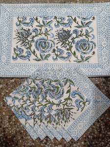 Juego de mantel, camino de mesa y servilletas de algodón estampado a mano, artículos de mesa artesanales hechos a mano por expertos artesanos. - Product Image 5