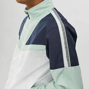 OEM <b>Workout</b> Custom Color Block Solid Blank Zipper Windbreaker Running <b>Jacket</b> and Pants Set Nylon <b>Jackets</b> for Mens - Product Image 3