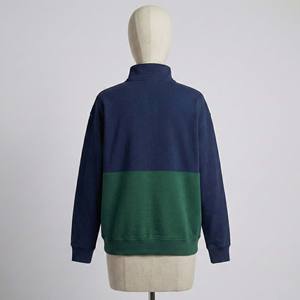 Retro Sport Style <b>Women</b> <b>Quarter</b> <b>Zip</b> Sweatshirt Forest Green Color Block Pullover Vintage Tennis Aesthetic Stand Collar Jumper - Product Image 2