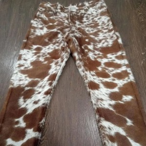 Exquisite Luxury Genuine Cow Hair Leather Pant Men Women Western Cowhide Fur Trousers Brown And White Spotted Real Hair On - Product Image 3