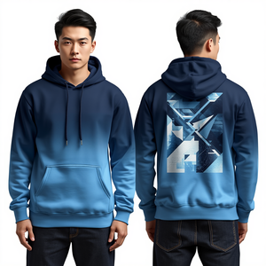 Sweat à capuche pour homme avec impression sur écran, couleur dégradée, décontracté, en coton, pull-over, vêtement graphique tendance, confortable pour tous les jours - Product Image 4