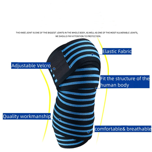 Sports Fitness Custom Logo Eco-Friendly Durable Breathable Elastic <b>Compression</b> Unisex <b>Knee</b> Wraps for Weightlifting Power - Product Image 4
