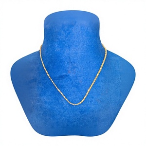 Cadena de Oro Sólido de 22K con Eslabones Cilíndricos para Hombre y Mujer, Auténtico Oro Amarillo de 22 Quilates, Joyería India Hecha a Mano, 18 Pulgadas - Product Image 1