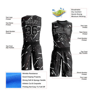 Sublimation Basketball Uniform for Unisex Adults Plus Size Anti-Bacterial Anti-UV UPF 50+ Quick Dry Breathable Sleeveless 100% - Product Image 4