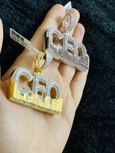 จี้เงินแท้ 925 ชุบโรเดียม ประดับเพชรโมอิสซาไนต์ VVS ดีไซน์ CEO Letter  เครื่องประดับฮิปฮอป สำหรับทุกเพศ เหมาะสำหรับใส่ทุกวัน - Product Image 3
