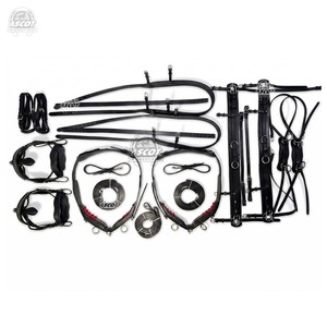 Ensemble de harnais de conduite pour chevaux Diplomat en cuir 100% premium, noir et marron, avec accessoires en acier inoxydable, prix bas - Product Image 2