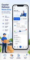 Aplicación Móvil Moderna para Entrega de Mensajería, Seguimiento en Tiempo Real, Gestión de Conductores, Android, Linux, MAC, Multi-idioma, Profesional
