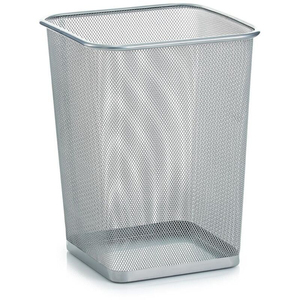 Poubelle carrée attrayante en acier argenté à mailles, à ouverture supérieure, pour la maison, la cuisine et le bureau - Product Image 1
