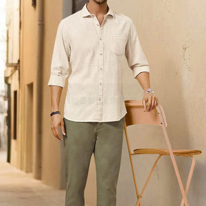 Chemises boutonnées en coton 100% doux, respirantes, légères, infroissables, écologiques, coupe confortable, pour un usage quotidien, pour hommes - Product Image 6