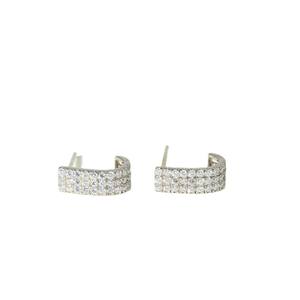 Pendientes de tuerca Heggie de diamantes de varias filas, plata de ley 925, oro macizo de 10K 14K, diamantes redondos cultivados en laboratorio, joyería fina. - Product Image 2