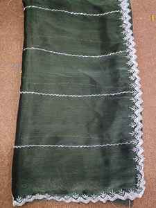 Saree en soie d'organza pure avec fil Zari paillettes travail pièce de chemisier long de Style indien pour les femmes pour les mariages et les fêtes - Product Image 2