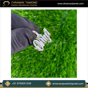 10K <b>Solid</b> <b>Gold</b> Cute Cursive Initial Letter Name <b>Pendant</b> Custom Iced Charms Necklace Lab Grown Diamond Personalized Gifts Him/Her - Product Image 6