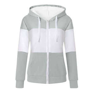 Women's Color Blocked Printed Front Hooded Zip-Up Sleeveless Knitted Cotton Blend Winter Wear - Product Image 1