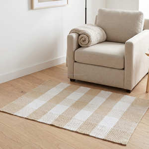 Gray Green Black Striped 2x3 Cotton Area Rug Rectangle Sustainable Lightweight Flat Weave Modern Living Room Non Slip Cotton <b>Mat</b> - Product Image 5