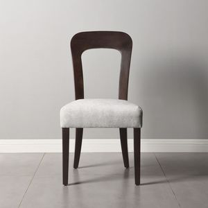 Set di 2 sedie da pranzo Wei, sedie laterali da cucina imbottite in tessuto grigio, gambe in legno massello di gomma marrone scuro, capacità di carico 330 libbre - Product Image 5