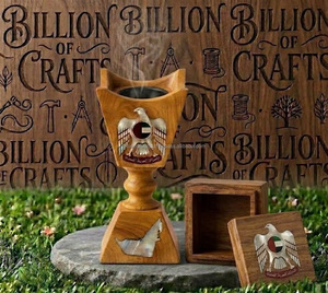 Quemador de Incienso de Madera Tradicional de Oriente Medio, Set con Mapa de los Emiratos Árabes Unidos y Emblema de Halcón, Quemador de Oud y Bakhoor Árabe, Regalo Corporativo para Ramadán - Product Image 2
