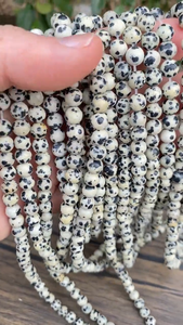 Perles rondes en jaspe dalmatien naturel de 8 mm, perles de pierres précieuses polies pour la fabrication de bijoux et de bracelets, vente en gros - Product Image 6