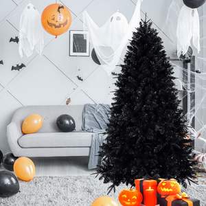 5ft nero artificiale albero di natale 250 bianco luci a LED 1076 punte PE + PVC materiale stabile in metallo struttura incernierata per - Product Image 3
