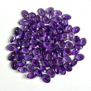 Pierres précieuses en améthyste violette naturelle, taille ovale facettée, 5x7 mm, pour la création de bijoux, qualité supérieure, améthyste calibrée, fournisseur en gros. - Product Image 3