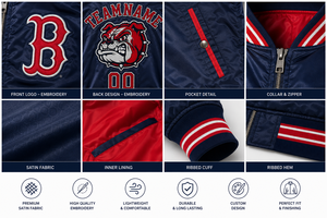 Chaqueta de satén personalizada para equipos, con logo bordado frontal y trasero, estilo bomber, cierre de cremallera, para compradores mayoristas de moda, listado en el catálogo. - Product Image 4