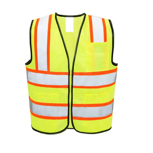 Gilet de sécurité orange haute visibilité avec bandes réfléchissantes, vêtements de travail de construction, multi-poches, équipement de protection, fabricant en gros - Product Image 1