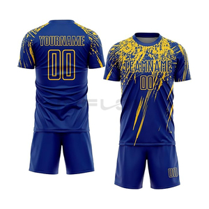 Conjunto de Camiseta y Pantalones Cortos de Fútbol Personalizados en Morado, Sublimados, Cuello Redondo, Absorbentes de Humedad, Unisex, para Equipos Adultos - Product Image 2