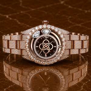 Montre de luxe personnalisée en moissanite pour homme, entièrement sertie de diamants, en acier inoxydable, à quartz - Product Image 1