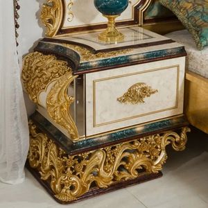 Juego de Dormitorio de Lujo Clásico con Tallado Dorado, Cama Tapizada, Muebles Reales para Hotel, Estilo Emma, Diseño Personalizado para Villa - Product Image 2