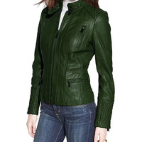 Blouson Bomber Femme en Cuir PU, Col Montant, Fermeture Éclair, Manches Longues, Couleur Unie, Style Automne, Coupe Droite, Tricoté Respirant